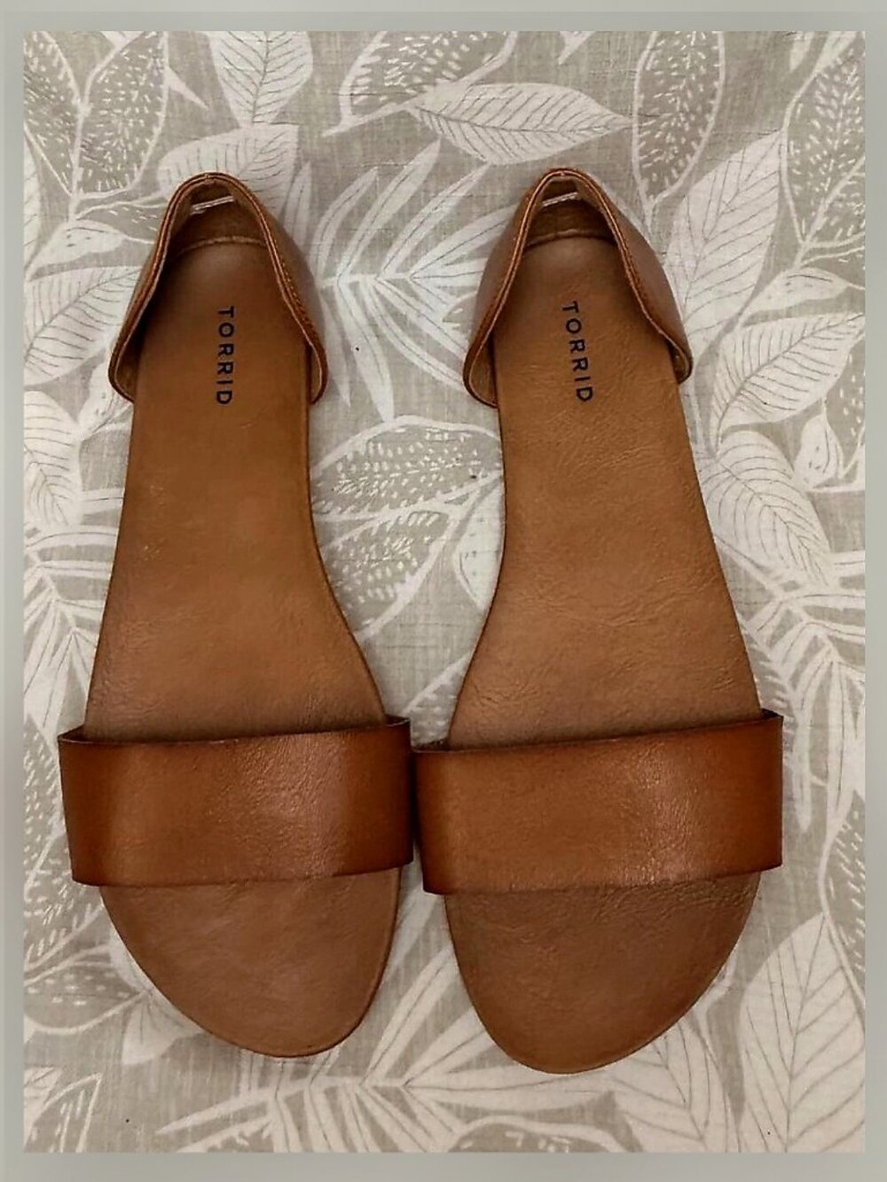 Torrid Brown Leather Open Toe Flat Sandals